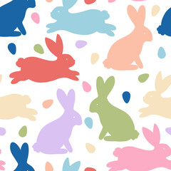 Easter Bunny and Egg Colorful Seamless Pattern