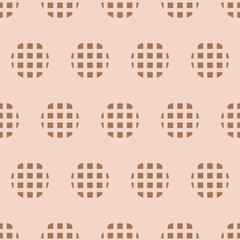 Seamless geometric pattern with circles on pink background. Vector print for fabric background, textile