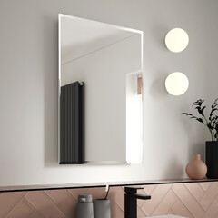 Modern Bathroom Interior Wall Mirror - obrazy, fototapety, plakaty