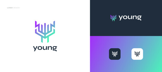 Abstract and Modern Letter Y Logo Design in Colorful Gradient Concept. Suitable for Business and Technology Logo