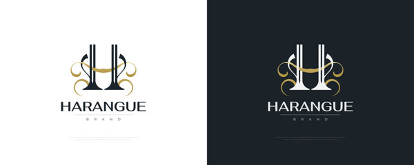 Premium and Elegant Letter H Logo Design. Beautiful and Luxury Logo for Hotel, Resort, Boutique, Cosmetic, or Fashion Logo