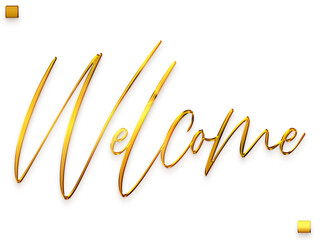 Welcome Text Golden Stylish Cursive Typography Text Transparent PNG