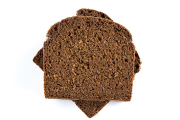 Rye bread slices isolated on white background