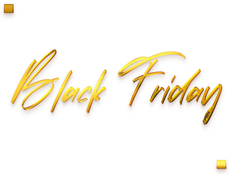 Black Friday Transparent PNG Golden Stylish Cursive Text Calligraphy