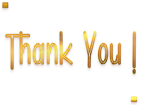 Thank You ! Transparent PNG Gold Text Out Line  Calligraphy 