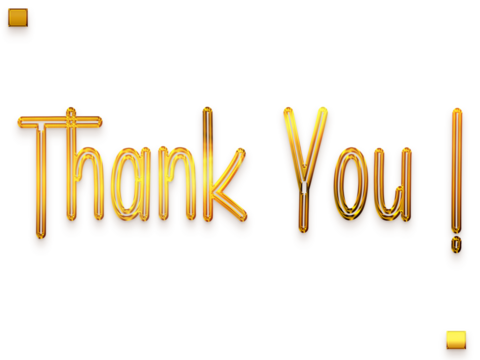 Thank You ! Transparent PNG Gold Text Out Line  Calligraphy 