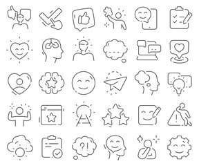 Positive thinking line icons collection. Thin outline icons pack. Vector illustration eps10