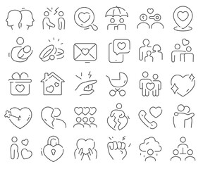 Family line icons collection. Thin outline icons pack. Vector illustration eps10