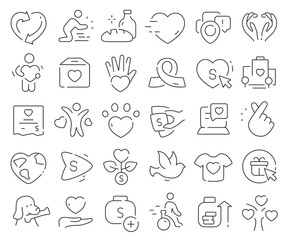 Charity line icons collection. Thin outline icons pack. Vector illustration eps10
