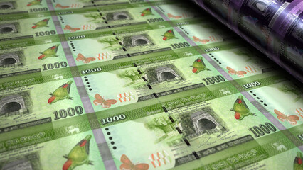 Sri Lanka 1000 Rupee money banknotes pack 3d illustration - obrazy, fototapety, plakaty