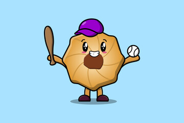 Fototapeta premium Cute cartoon Cookies character playing baseball in modern style design