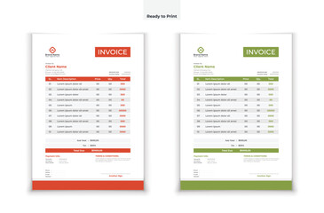 Invoice template design in minimal style