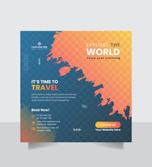 Unique travel business marketing banner for social media post template