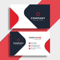 Corporate Business Card Template with Red & Deep Blue