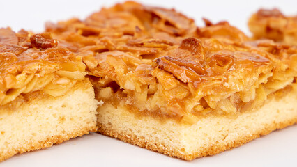 slices of almond pie, close-up view