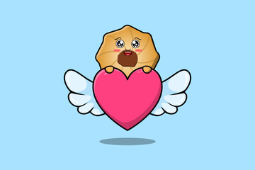 cute cartoon Cookies character hiding heart in flat cartoon style illustration