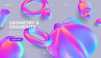 3D background with gradient geometric shapes. Eps10 vector.