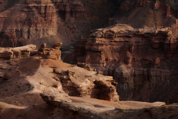 Canyon with sand red rocks. Famous place