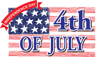 independence day of America 4 th July . Vector illustration