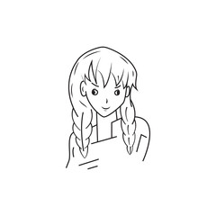 girl animation vector cartoon line illustration