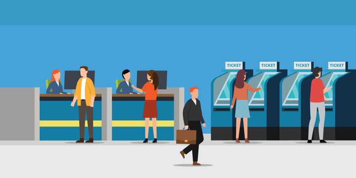Airport check-in 2d vector illustration concept for banner, website, illustration, landing page, flyer, etc.