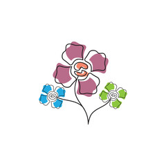 flower icon vector line illustration design