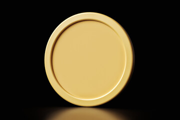 Matte gold coin template suitable for designing icons, logos and tokens. High quality 3D rendering.