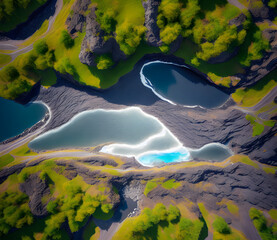 Landscape illustration reminiscent of Iceland 2