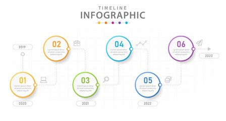 Infographic template for business. 6 Steps Modern Timeline diagram with icon topics, presentation vector infographic