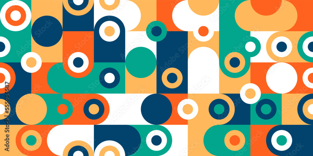 Poster abstract background of circles and rings. colored seamless pattern abstraction. decor, interior, sea