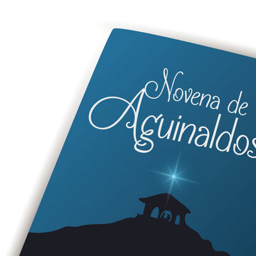 Traditional Colombian book of 'Novena de Aguinaldos' with Nativity scene, Vector illustration