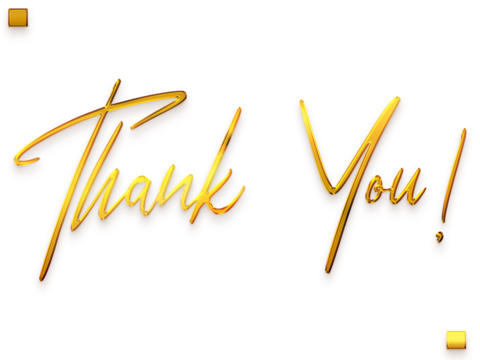 Thank You ! Transparent PNG Gold Stylish Cursive Text Calligraphy 