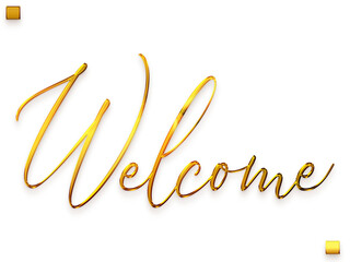 Welcome Text Gold Text Stylish Cursive Typography Transparent PNG