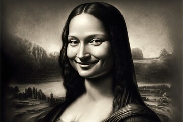 smiling mona lisa portrait illustration generative ai