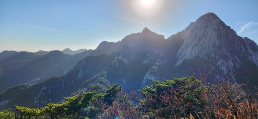 Bukhansan National Park, Yeongbong Peak, South Korea - Hiking in the mountains, mountain scenery / Mountain landscapes / Vacation in the mountains - Powered by Adobe