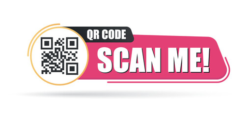 QR code scan me in speech bubble, scan me concept, icon.