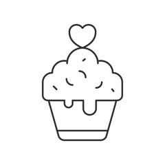 Valentines cupcake line universal icon ui ux element sign.