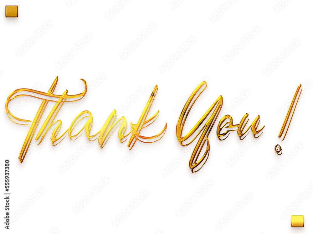 Wall mural  Thank You ! Transparent PNG Gold Out Line  Typography Cursive  Text  - Wall murals