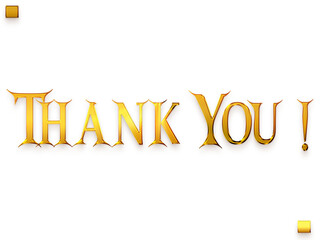 Thank You ! Transparent PNG Gold Out Line Typography Text 