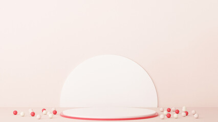 Valentine's Day podium abstract. scene with Valentine's object and pink background,  red, pink heart product display, luxury 3d render. stand for Valentine's gift, showcase, cosmetic, podium product.