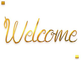 Welcome Text Gold Stylish Alphabetical Cursive  Text