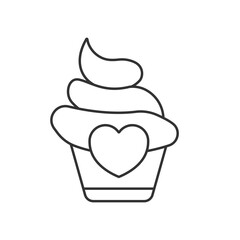 Valentines cupcake line universal icon ui ux element sign.