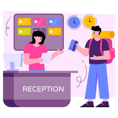 Unique design illustration of hotel reception 