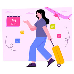 Conceptualizing flat design illustration of flight date