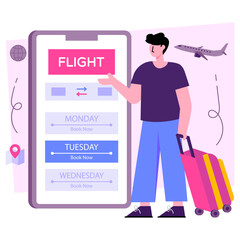 Premium download illustration of mobile flight booking 