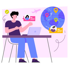 Conceptualizing flat design illustration of online chatting 
