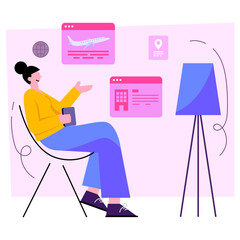 Flat design illustration of travel agent