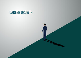 Career growth concept. Man career banner. Flat illustration of man career vector banner for web.