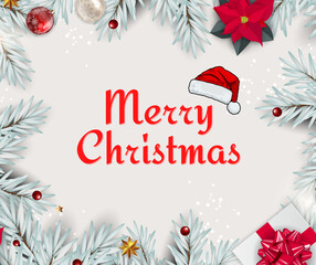 Fototapeta na wymiar Merry Christmas card, holidays and new years celebrations