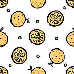 Fototapeta premium Seamless orange pattern. Colored orange fruit background